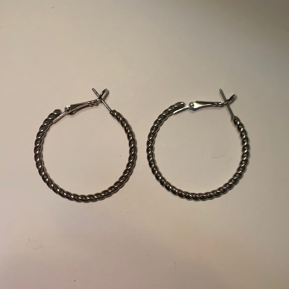 Silver Braided Hoops